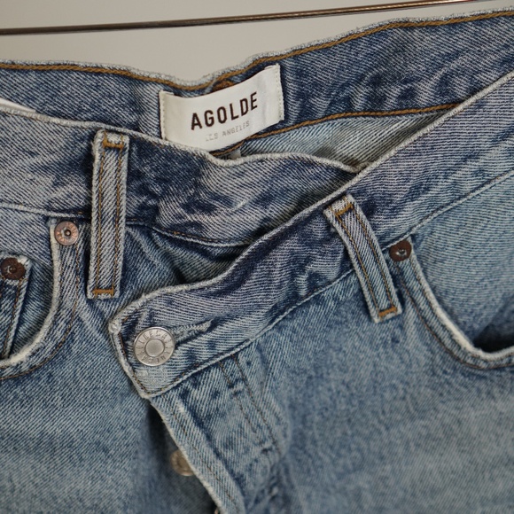 AGOLDE Criss Cross Denim Shorts - Picture 1 of 6